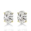 18K Gold Plated Sterling Silver Oval Pendant Necklace and Stud Earrings Jewelry Set