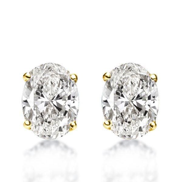18K Gold Plated Sterling Silver Oval Pendant Necklace and Stud Earrings Jewelry Set