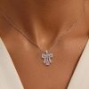 Sterling Silver Pear Cut Pink Sapphire Knot Pendant Necklace for Women