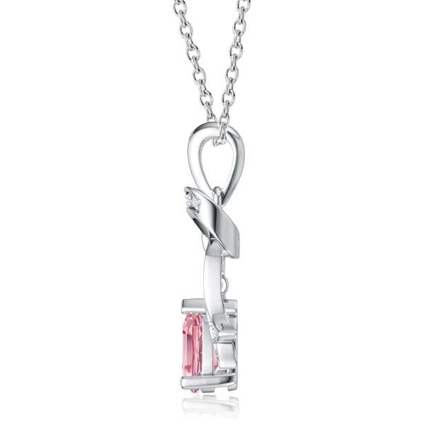 Sterling Silver Pear Cut Pink Sapphire Knot Pendant Necklace for Women
