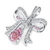 Sterling Silver Pear Cut Pink Sapphire Knot Pendant Necklace for Women