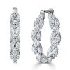 Marquise Cut Rose Gold Hoop Earrings for Women | 5.32 CTW Sterling Silver