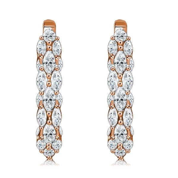 Marquise Cut Rose Gold Hoop Earrings for Women | 5.32 CTW Sterling Silver