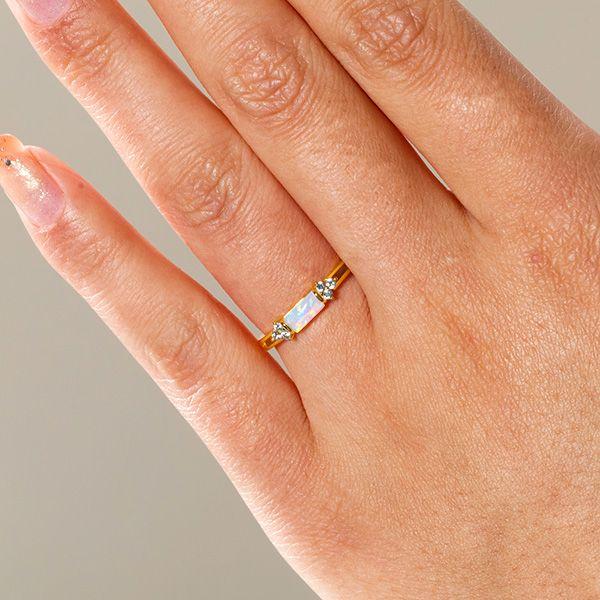 Vintage Style Opal Wedding Band Ring - 925 Sterling Silver