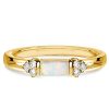 Vintage Style Opal Wedding Band Ring - 925 Sterling Silver