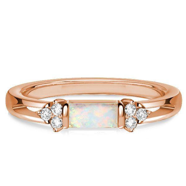 Vintage Style Opal Wedding Band Ring - 925 Sterling Silver