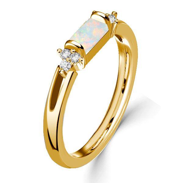 Vintage Style Opal Wedding Band Ring - 925 Sterling Silver