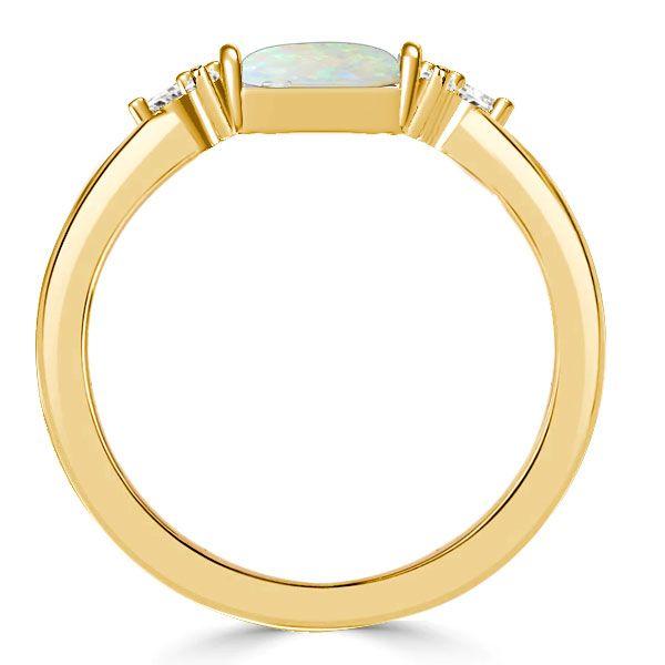 Vintage Style Opal Wedding Band Ring - 925 Sterling Silver