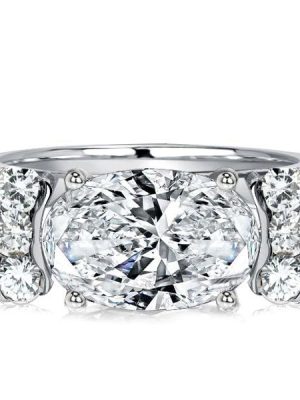 Oval Cut Blue Topaz Engagement Ring for Women in 925 Sterling Silver