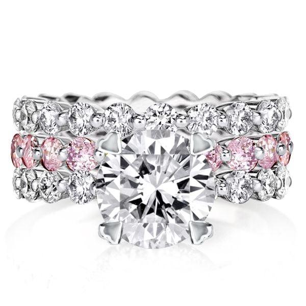 Eternity Created Pink and White Sapphire 3-Piece Sterling Silver Wedding Set