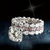 Eternity Created Pink and White Sapphire 3-Piece Sterling Silver Wedding Set
