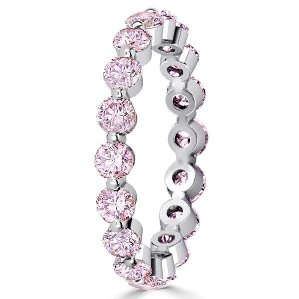Eternity Created Pink and White Sapphire 3-Piece Sterling Silver Wedding Set