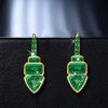 Golden Trilliant Cut Emerald Green Drop Earrings - 18K Gold Plated Sterling Silver
