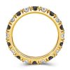 18K Gold Plated Sterling Silver White & Black Diamond Wedding Band for Women, 2.30 CTW