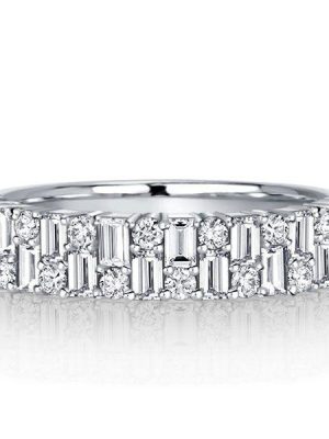 Double Row Baguette Half Eternity Wedding Band in Sterling Silver (1.26 CT. TW.)