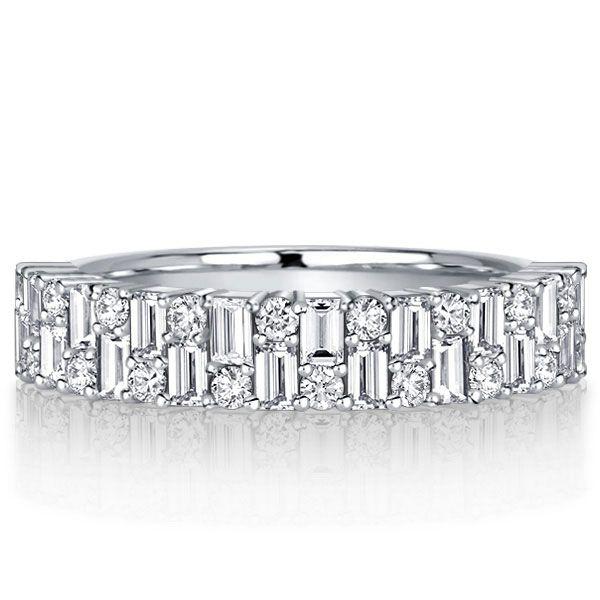 Double Row Baguette Half Eternity Wedding Band in Sterling Silver (1.26 CT. TW.)