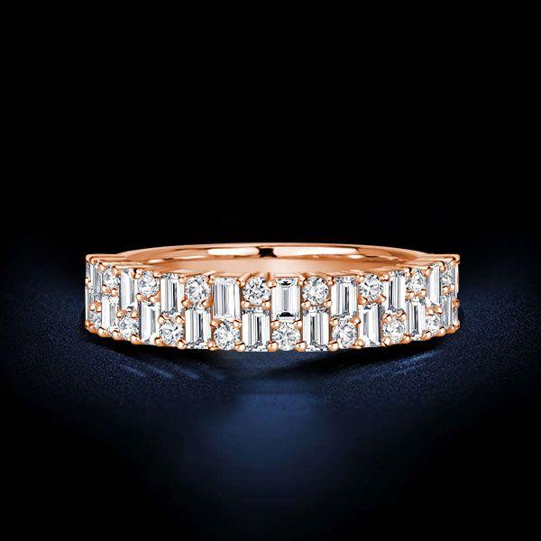 Double Row Baguette Half Eternity Wedding Band in Sterling Silver (1.26 CT. TW.)