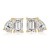 18K Gold Plated Sterling Silver Toi Et Moi Stud Earrings with Emerald & Pear Cut Stones