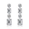Emerald & White Sapphire Sterling Silver Drop Earrings