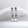 Emerald & White Sapphire Sterling Silver Drop Earrings