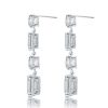Emerald & White Sapphire Sterling Silver Drop Earrings