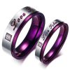 Purple Titanium Steel Couple Rings - Unique Wedding Bands for Him & Her