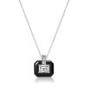 Emerald Cut White Sapphire Pendant Necklace - Sterling Silver
