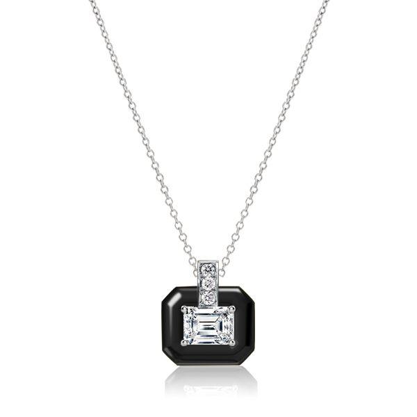 Emerald Cut White Sapphire Pendant Necklace - Sterling Silver