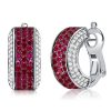 Two-Tone Ruby Hoop Earrings - Sterling Silver, Black Accents