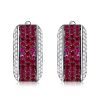 Two-Tone Ruby Hoop Earrings - Sterling Silver, Black Accents