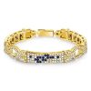 Art Deco Pave Setting Blue Stone Sterling Silver Bracelet for Women