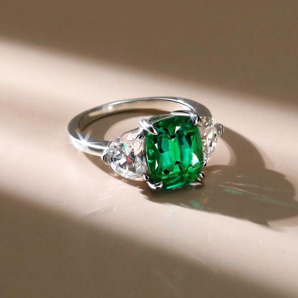 Cushion Cut Sapphire Ring - 925 Sterling Silver - 3.00 CT