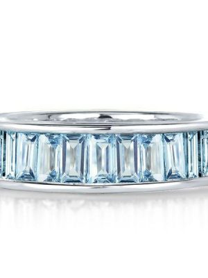 Sterling Silver Aquamarine Eternity Band Ring - 925 Silver