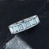 Sterling Silver Aquamarine Eternity Band Ring - 925 Silver