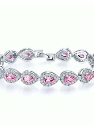 Sterling Silver Pink Pear Cut Tennis Bracelet - 5.20 CT. TW