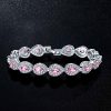 Sterling Silver Pink Pear Cut Tennis Bracelet - 5.20 CT. TW
