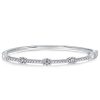 Halo Round Cut White Sapphire Bangle Bracelet in 925 Sterling Silver