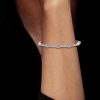 Halo Round Cut White Sapphire Bangle Bracelet in 925 Sterling Silver