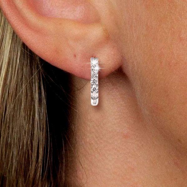 13.27mm Sterling Silver Hoop Earrings with Rhodium Finish