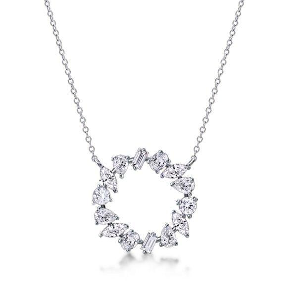 Mixed Shape Sapphire Pendant Necklace and Earrings Jewelry Set in Rhodium Plated 925 Sterling Silver