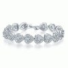 Halo Heart Created White Sapphire Bracelet in Sterling Silver