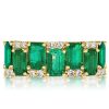 Golden Emerald Cut Emerald Wedding Band for Women - 18K Gold Plated Sterling Silver