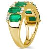 Golden Emerald Cut Emerald Wedding Band for Women - 18K Gold Plated Sterling Silver