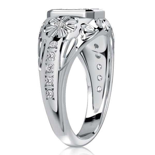 Emerald Cut White Sapphire Engagement Ring | Vintage Style Sterling Silver Cocktail Ring