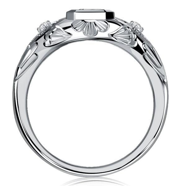 Emerald Cut White Sapphire Engagement Ring | Vintage Style Sterling Silver Cocktail Ring