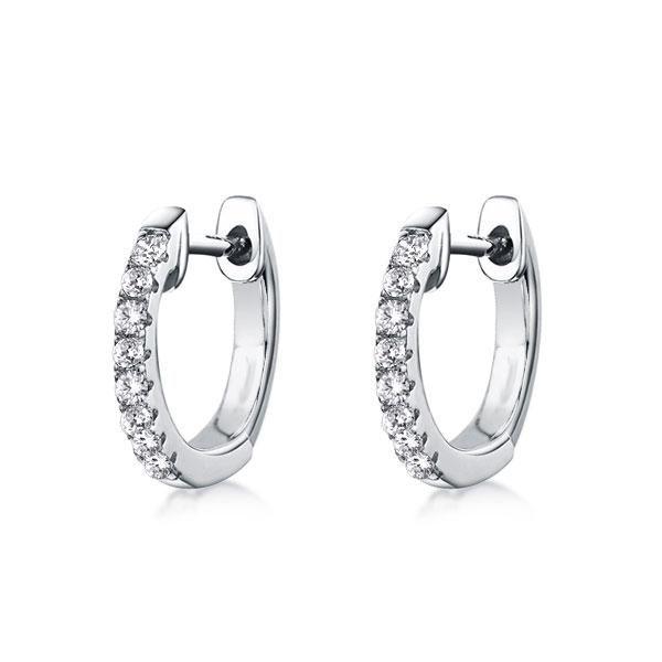 Sterling Silver Half Stone Round Cut Hoop Earrings for Women