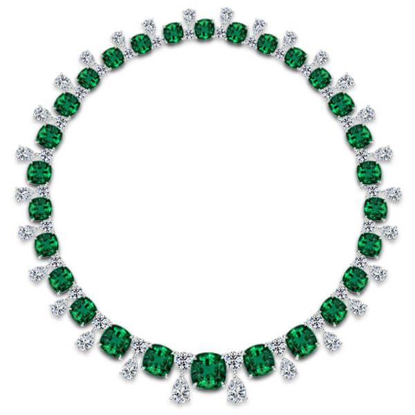 Cushion Cut Emerald Pendant Necklace in Sterling Silver