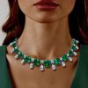 Cushion Cut Emerald Pendant Necklace in Sterling Silver