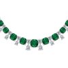 Cushion Cut Emerald Pendant Necklace in Sterling Silver