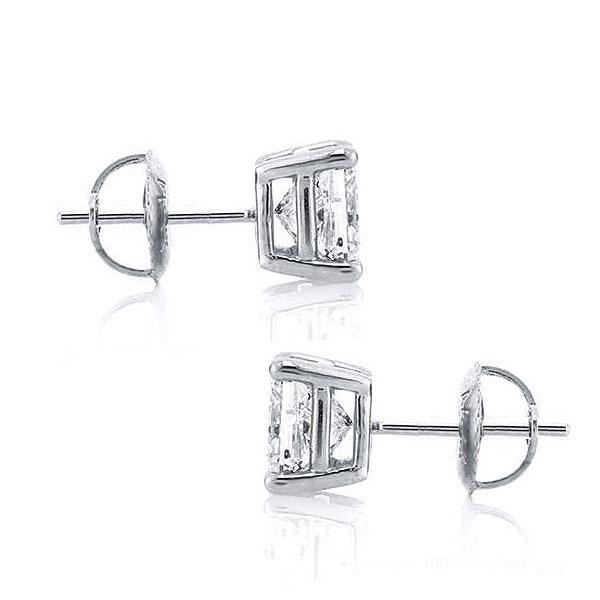 Princess Cut White Sapphire Stud Earrings - Sterling Silver